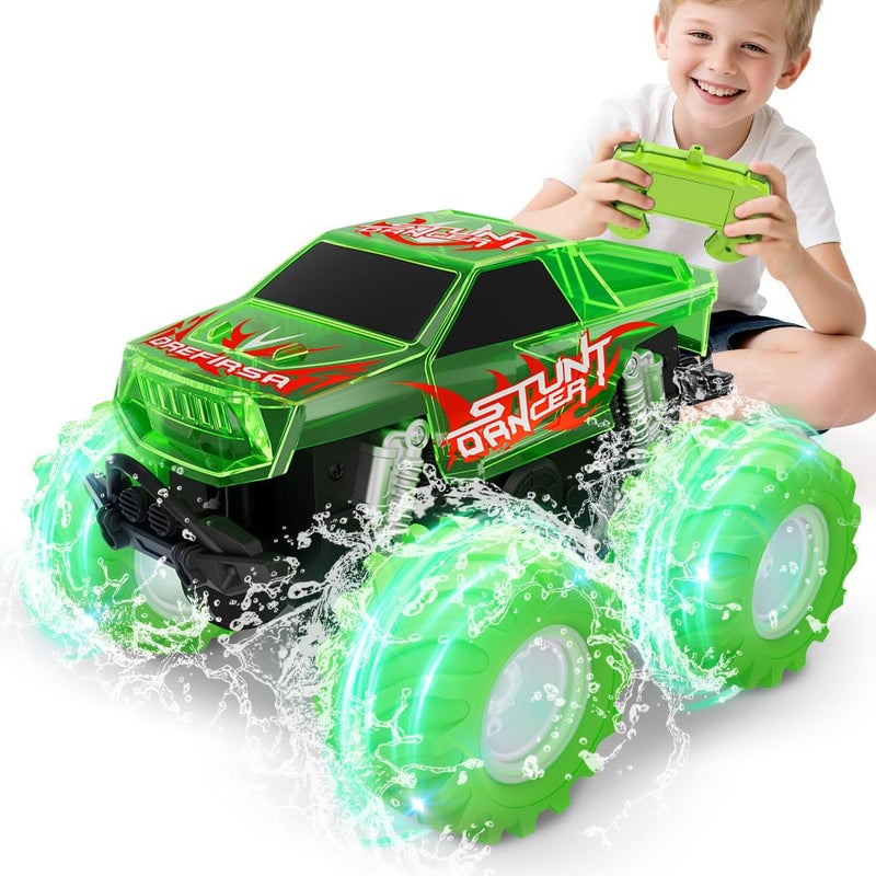 Drefirsa Amphibious Monster Truck Toy Waterproof Remote Control Car 4WD OffRoad RC Truck with Colorful Light RC Stunt Car Toy for 47 812 Year Boy Birthday Gift Present - Image 3