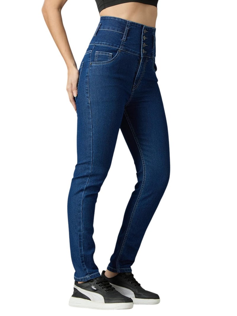 AKA CHIC Women's Regular Rise Skinny Jeans (AKCB 1031_Mid Blue_28) - Image 2