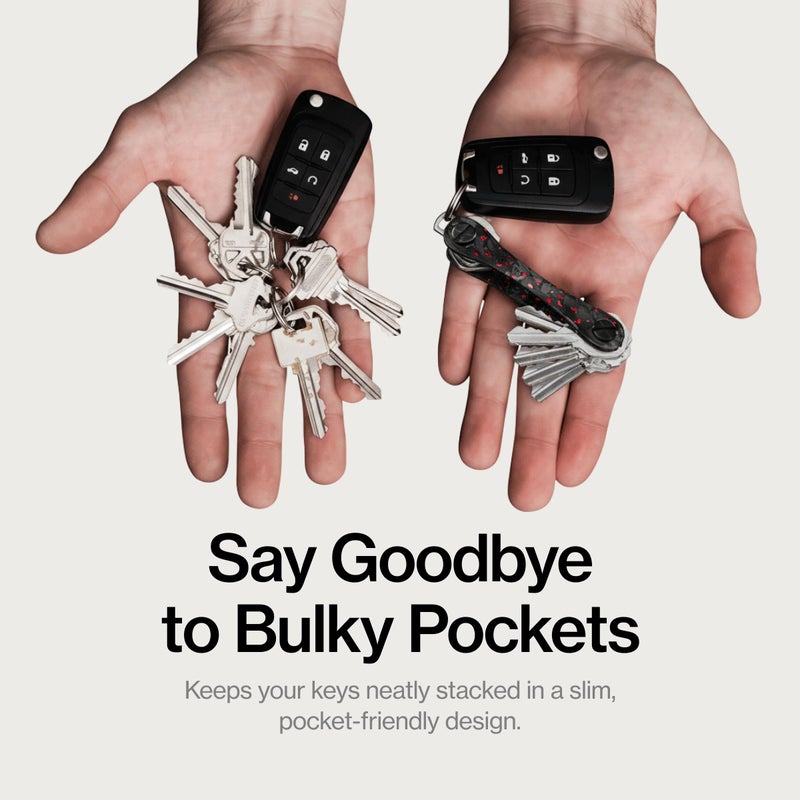 key smart KeySmart Original Key Holder - Compact Key Organizer for Key Chain, Minimalist Clutter-Free EDC Keychains Key Ring, Red Forged Carbon Fiber, 14 Keys - Image 2