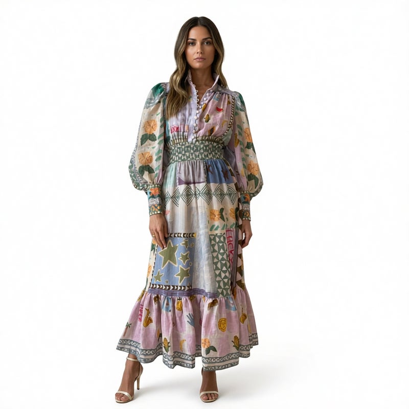 Fashion Casual Office Printed Bodycon Maxi Dress
