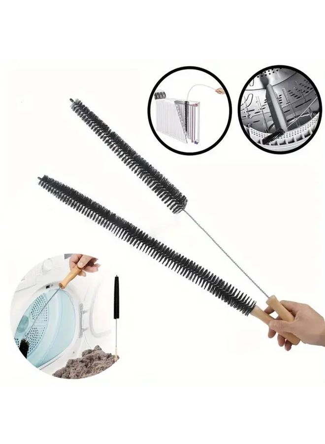 1 4 Pcs Dryer Vent Cleaner Kit Long Handle Half Hair Lint Brush Radiator Cleaning Tool Refrigerator Coil Brush Duct Brush Washing Machine Cleaner Home Essential - Image 1
