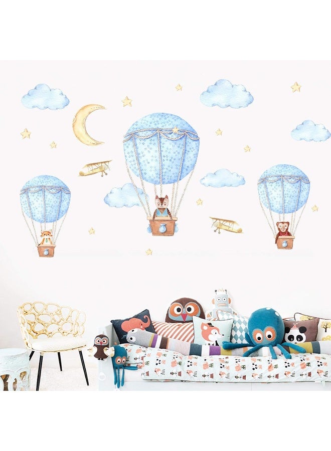 Home Trove Removable Creative 3D Hot Air Balloon Clean Animals And Smiles Cloud Wall Applique Children'S Room Wall Decor Art Deco Stickers Nursery Decor 3D Art Decals Bedroom Bathroom Stickers 60X90Cm  - Image 1