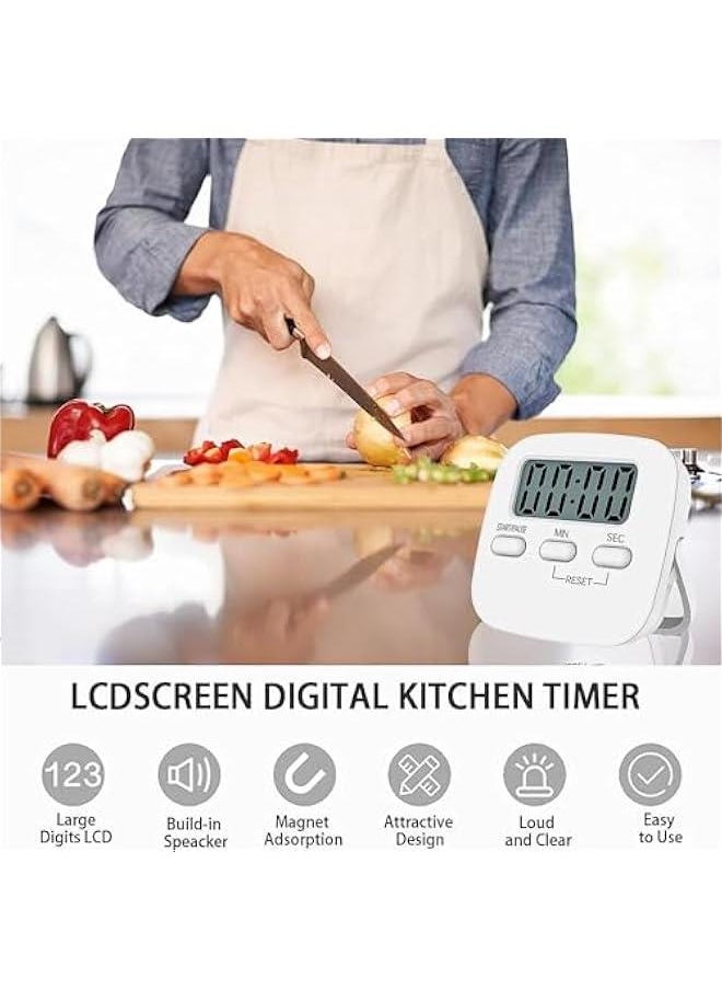BWSJ - Digital Kitchen Timer Kitchen Timer Large Lcd Display Screen Magnetic Countup Timer for Cookinxercise Baking DeskWhite) - Image 1