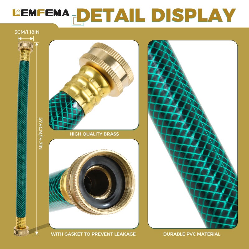 Lemfema 2PCS Rain Barrel Linking Kit - 2 x 14 inch Hose and 4 x Brass Bulkhead Tank Fittings - Image 2