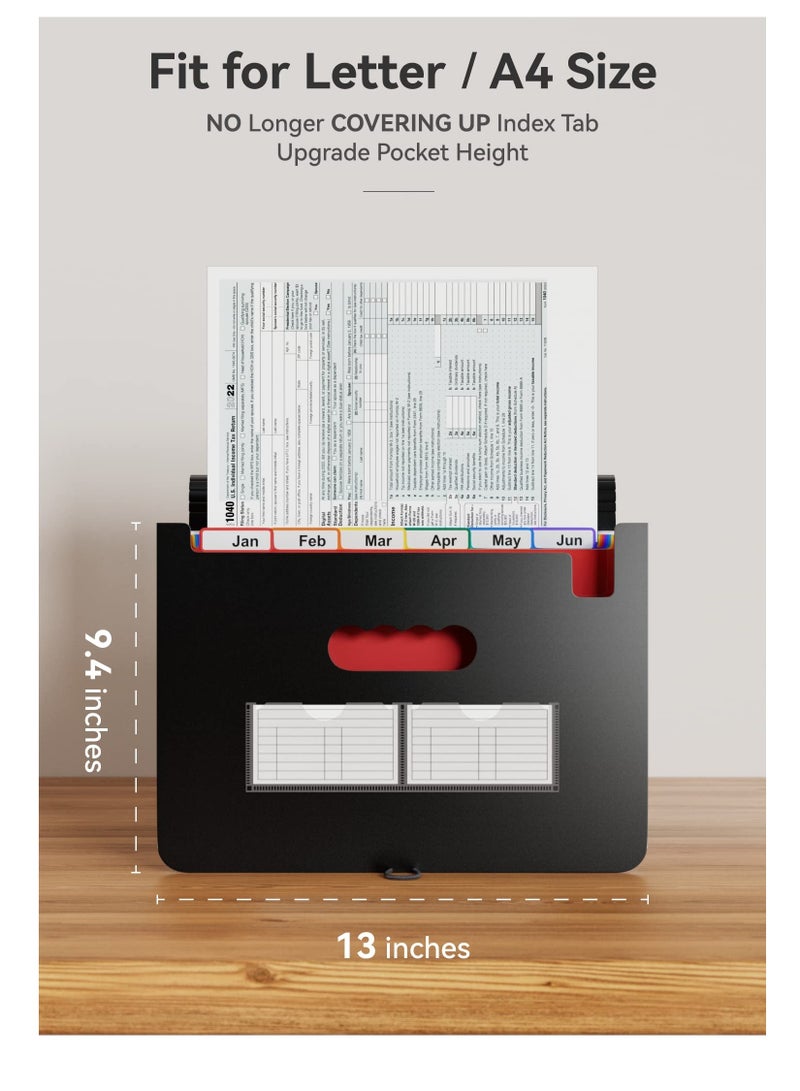 SOLARAE Expanding File Folder, 12 Pocket Accordion File Organizer, A4 Letter Size Portable Document Organizer, High Capacity Storage Bag for Home & Office & School - Image 3