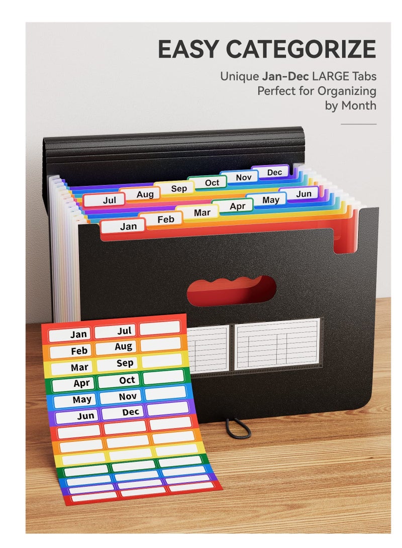 SOLARAE Expanding File Folder, 12 Pocket Accordion File Organizer, A4 Letter Size Portable Document Organizer, High Capacity Storage Bag for Home & Office & School - Image 4