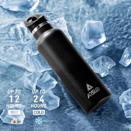 Arslo Stainless Steel Double Wall Water Bottles 20 Ounce, Vacuum Insulated Bottle With Straw Lid, Insulated Water Bottle Keeps Water Cold for 24 Hours, Hot for 12 Hours, Hiking, Sports - Image 3
