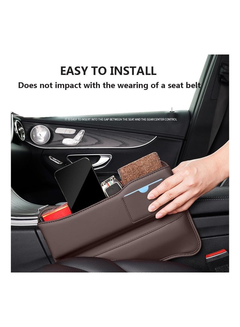 Car Seat Gap Filler Organizer, Car Seat Organizer, Front Seat Black Premium Leather, Adjustable Multifunctional Car Accessories for Women Interior Car Essentials, for SUV Truck(Black) - Image 5