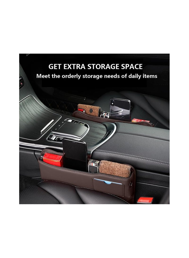 Car Seat Gap Filler Organizer, Car Seat Organizer, Front Seat Black Premium Leather, Adjustable Multifunctional Car Accessories for Women Interior Car Essentials, for SUV Truck(Black) - Image 3