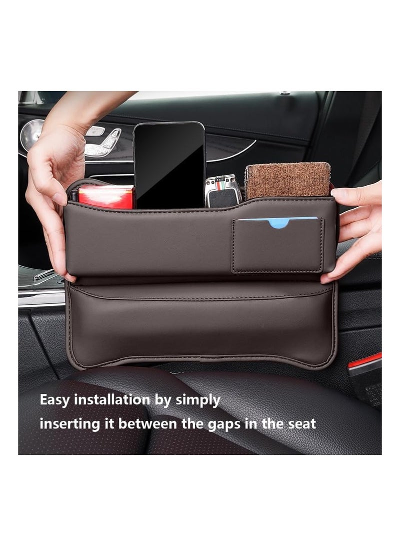 Car Seat Gap Filler Organizer, Car Seat Organizer, Front Seat Black Premium Leather, Adjustable Multifunctional Car Accessories for Women Interior Car Essentials, for SUV Truck(Black) - Image 4
