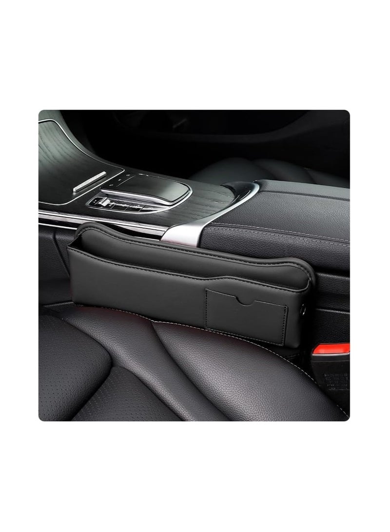 Car Seat Gap Filler Organizer, Car Seat Organizer, Front Seat Black Premium Leather, Adjustable Multifunctional Car Accessories for Women Interior Car Essentials, for SUV Truck(Black) - Image 2