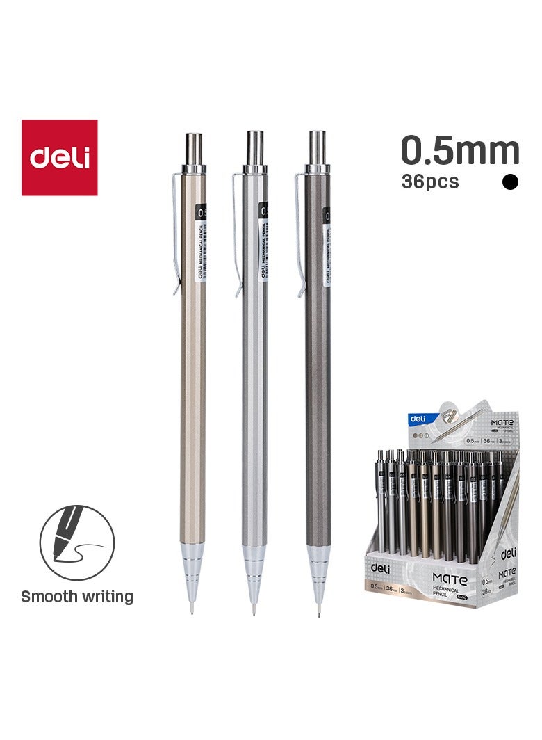 Deli Deli E6490 Mechanical Pencil 0.5mm, Assorted Colors, 36pcs – ideal for smooth writing  - Image 1