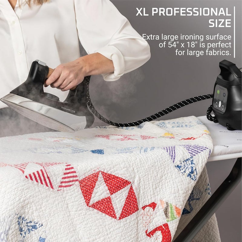 Rowenta Rowenta Pro Compact Ironing Board with Hanger Rack 18 x 54 Inches Space Saving Folding 4 Legs IB9100Beige  - Image 2