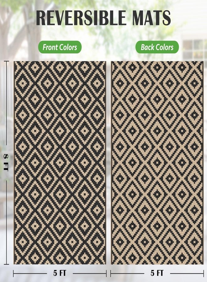 Mattitude Waterproof Outdoor Rug 5x8 Ft Outdoor Plastic Straw Rug Reversible Patio Rug Large Outdoor Carpet Area Rug for Patio Backyard Picnic Beach Camping RV Blue - Image 2