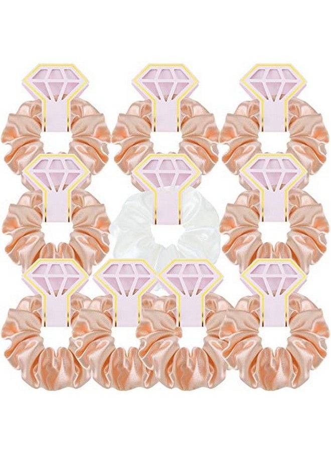 WILLBOND 10 Pieces Bridal Hair Scrunes Bridesmaid Hair Ties Bachelorette Hair Scrunes For Women Girls Wedding Hair Accessories (Dark Pink And White)  - Image 1
