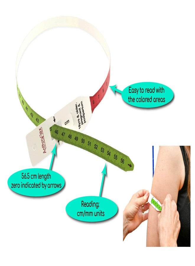 AnthroFlex Arm Circumference Tape Measure for Adults 18+ Pregnant Postpartum for Severe Malnutrition Assessment, Color Coded with Inserted End, Plastic (Pack of 50) - Image 2