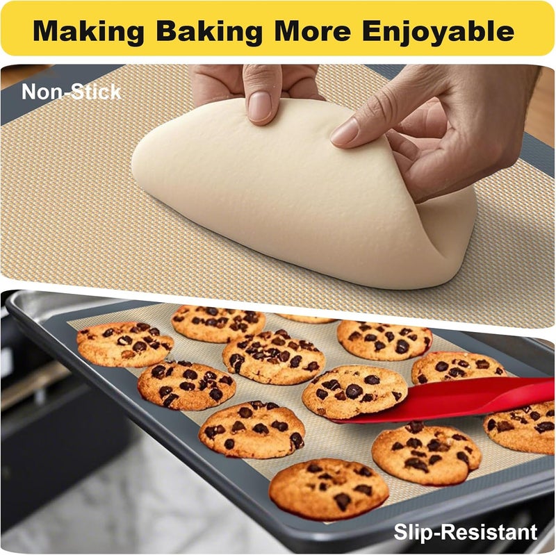 Itlovei Silicone Baking Mat, 2 Pac 16.5"L x 11.6"W Silicone Cookie Sheets Reusable Baking Mat - Non-Stick Food Safe Dark Gray Oven Baking Sheet for Making Cookies Macaroons Bread - Image 4