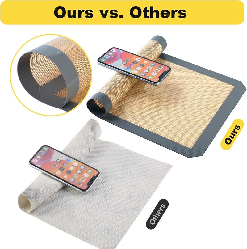 Itlovei Silicone Baking Mat, 2 Pac 16.5"L x 11.6"W Silicone Cookie Sheets Reusable Baking Mat - Non-Stick Food Safe Dark Gray Oven Baking Sheet for Making Cookies Macaroons Bread - Image 3