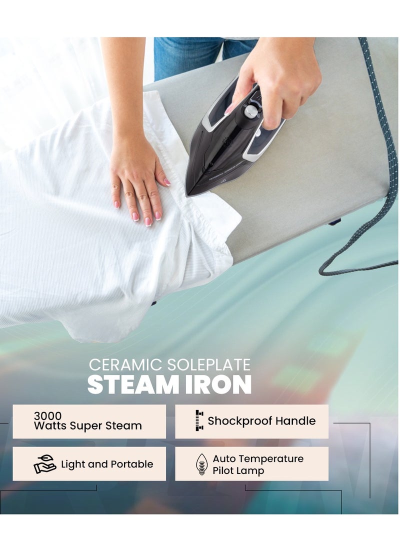 Stargold - Dry and Wet Steam Iron With Self-clean function Adjustable Temperature Control Ceramic Soleplate 2200W Black - Image 1