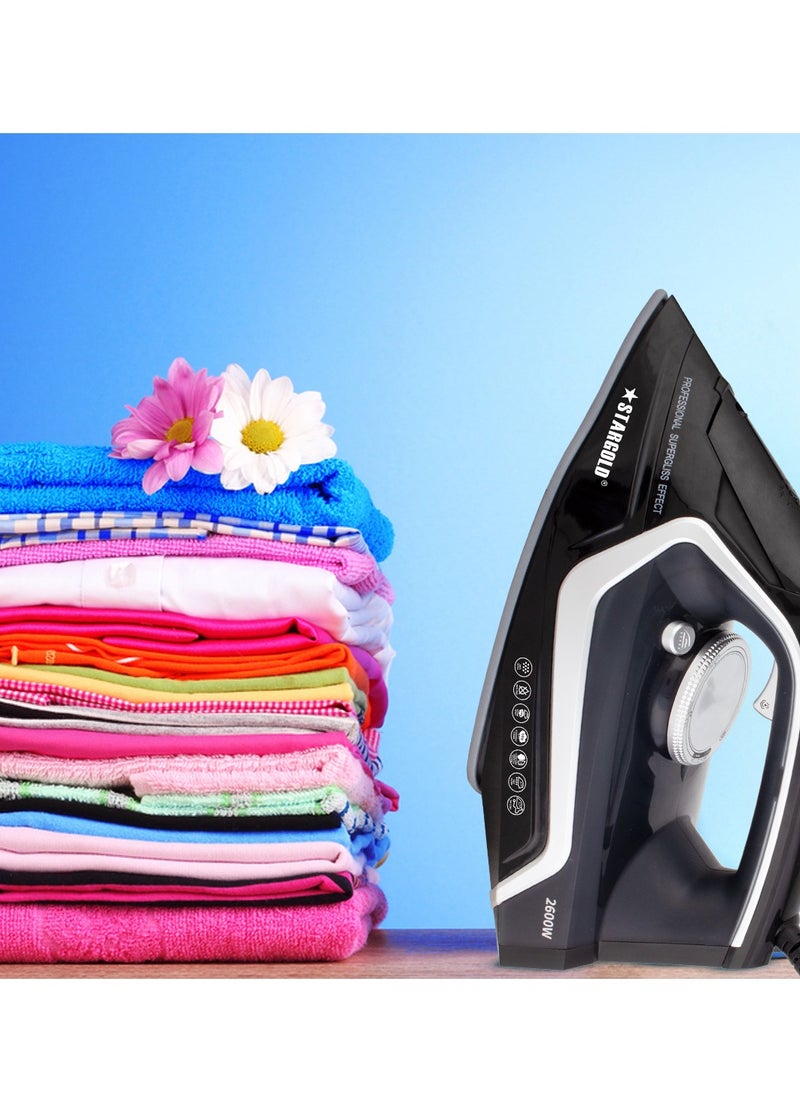 Stargold - Dry and Wet Steam Iron With Self-clean function Adjustable Temperature Control Ceramic Soleplate 2200W Black - Image 1