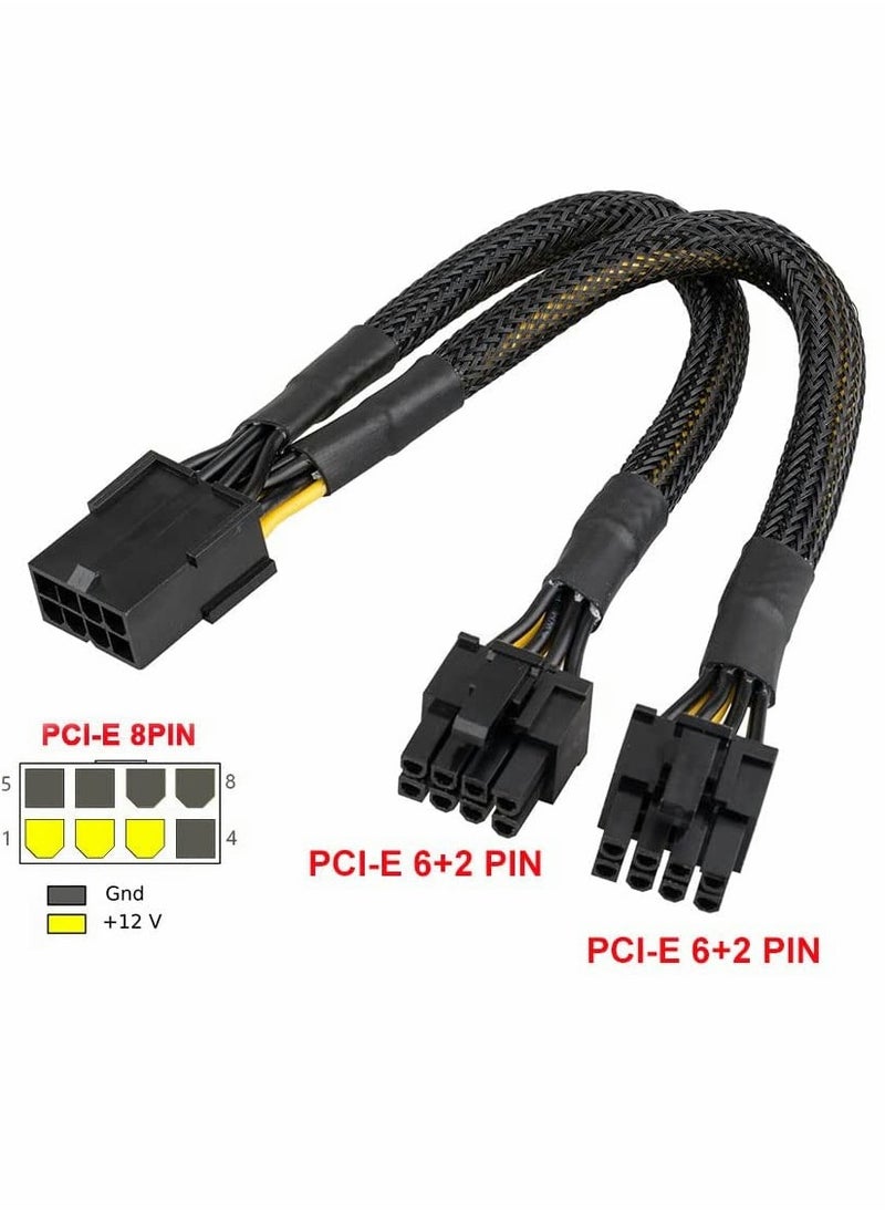KASTWAVE - Graphics Lines, Graphics Card 8 Pins One Point Two Lines, Graphics Card 8p Extension Cable, Graphics Card Adapter, Braided 20cm, Pci-e Pcie Power Cable 18awg 20cm, with Sleeve - Image 1