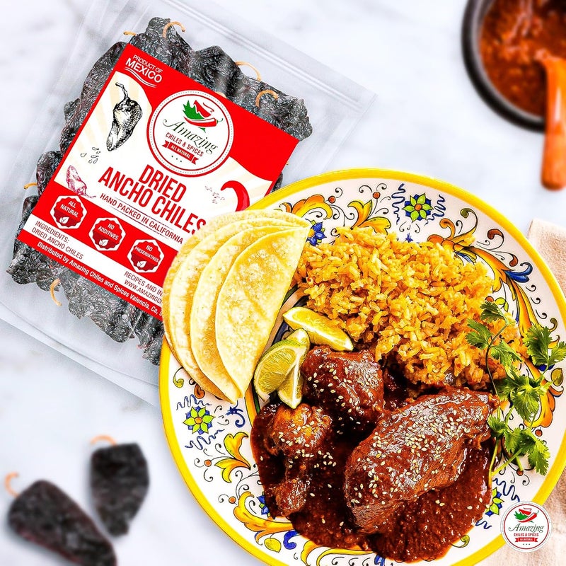 Amazing Chiles & Spices فلفل حار وتوابل مذهلة - مجموعة 6 عبوات مجففة - أنشو، غواخيلو، باسيللا، أربول، تشيبوتلي، كاسكابل (24 أونصة إجمالي) - Image 2