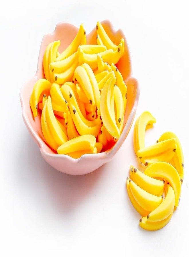 GOUDOGEDC 30Pcs Yellow Mini Plastic Artificial Bananas 1/12 Scale Dollhouse Accessories, Realistic Miniature Fruit Models for Fairy Garden Kitchen Decor & DIY Crafts - Image 3