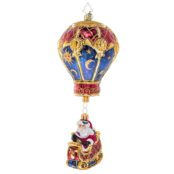 HandCrafted European Glass Christmas Tree Decoration Sleigh Ornament Among The Stars