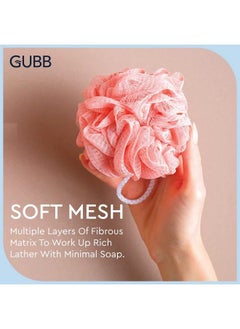 GUBB Lux Sponge Loofah Soft & Fluffy With Multiple Layers Of Fibrous Matrix For A Fun Shower Time ; Bath Shower Loofah Sponge Pouf Body Scrubber Exfoliator (Set Of 4)  - Image 4