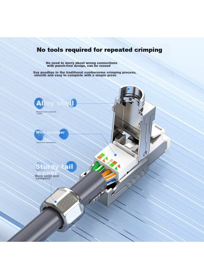 CHOSEAL Akihabara Cat7 10g Shielded Tool-free Crystal Head, Cat7 Engineering-grade Rj45 Network Tool-free Connector, Computer Network Cable Broadband Cat7 Connection, 1 Piece, Qs9932 - Image 2