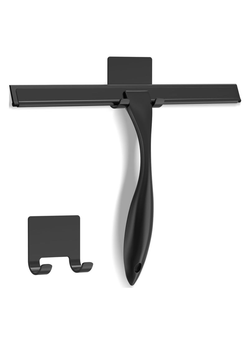 Loquat All-Purpose Stainless Steel Shower Squeegee Window Mirror Squeegee with Adhesive Hook for Glass Doors, 10 inch - Image 1