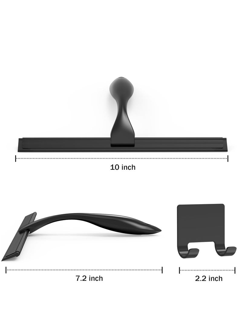 Loquat All-Purpose Stainless Steel Shower Squeegee Window Mirror Squeegee with Adhesive Hook for Glass Doors, 10 inch - Image 2