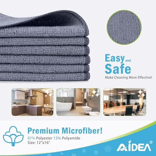 AIDEA Microfiber Cleaning Cloth24PK Soft Microfiber Towels for Cars Absorbent Cleaning Rags LintFree StreakFree Wash Cloths for House Kitchen Window12inx16in - Image 3
