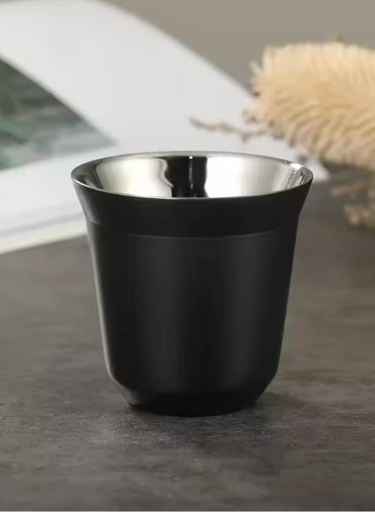 Liying Stainless Steel Espresso Cup Double Wall Insulated Coffee Mug 80ml Metal Cup for Milk, Tea Cups, Office Water Mugs (Black)  - Image 4