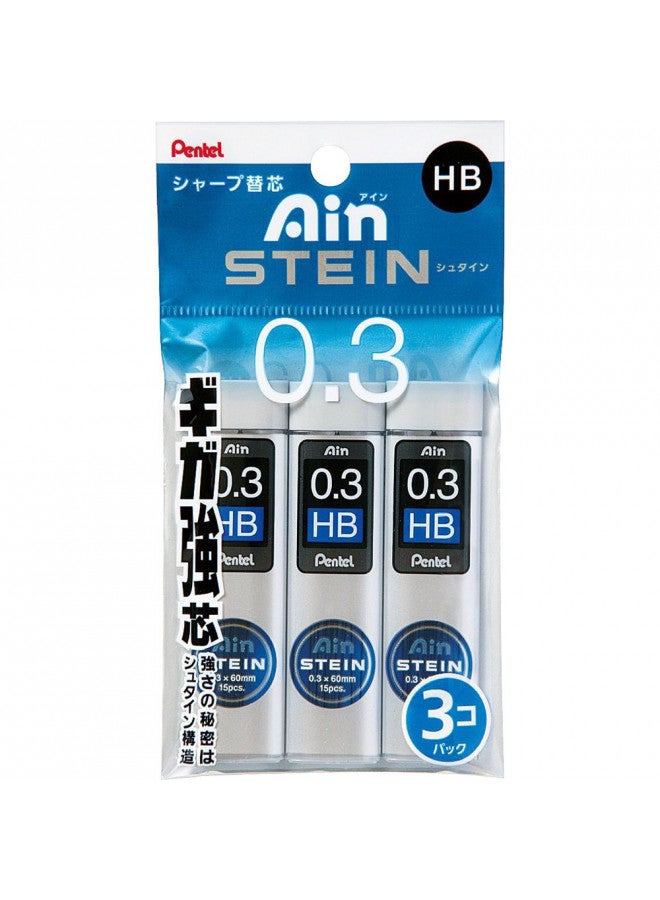 Pentel Ain Stein Mechanical Pencil Lead, 0.3mm HB, 15 Leads 3 Pack (XC273HB-35)