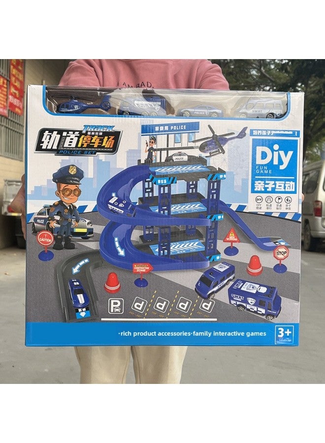 Children's Parking Building Toy Sliding Small Car Track Parking Building Play House Gift Box Training Course Gifts-Specifications:Police Station Orbital Parking Building Gift Box  - Image 5