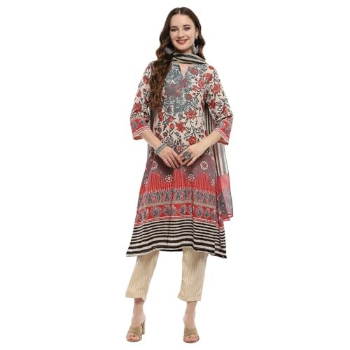 Biba Beige Crepe Straight Suit Set - Image 1