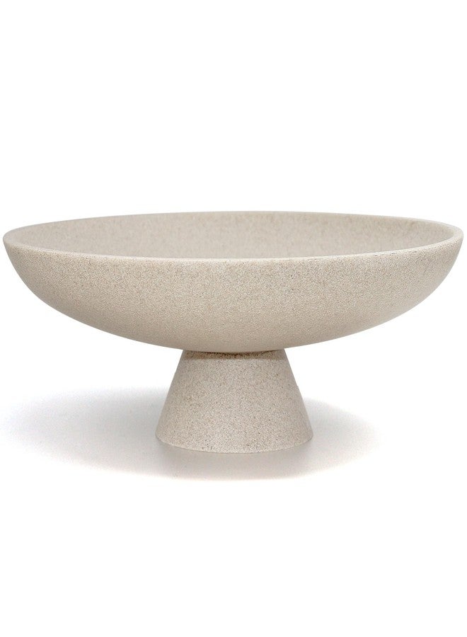 LIN CHUAN Large Decorative Bowl, Modern Resin Pedestal Bowl for Home Decor, Stylish Fruit Bowl for Kitchen Counter, Chic Key Holder for Entry Table, Beige - Image 1