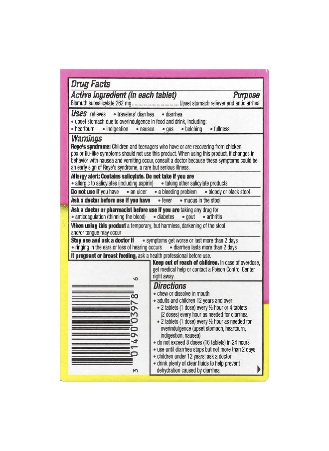 Pepto Bismol - Pepto Bismol, Chewables, Cherry, 262 mg, 30 Chewable Tablets - Image 1