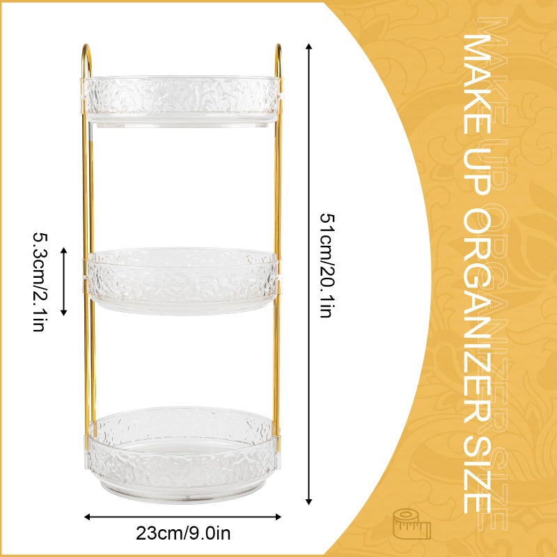 Fangoo 3 Tiers Clear Rotating Makeup Organizer for Vanity, 360 Spinning Skincare Organizers for Dresser Perfume Holder Large Skincare Make Up Storage Cosmetic Organizer for Bathroom Countertop - Image 2