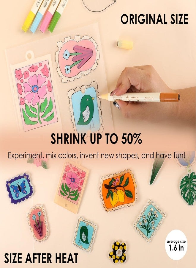 Grabie DIY Shrink Art Craft Kit Jewelry Making Kit for Kids Adults, 25+ Pre-Cut Shapes, 5 Dual-Tip Markers, Custom Charms, Pins, Rings, Keychains (Bloom Post - for Art Lovers) - Image 5
