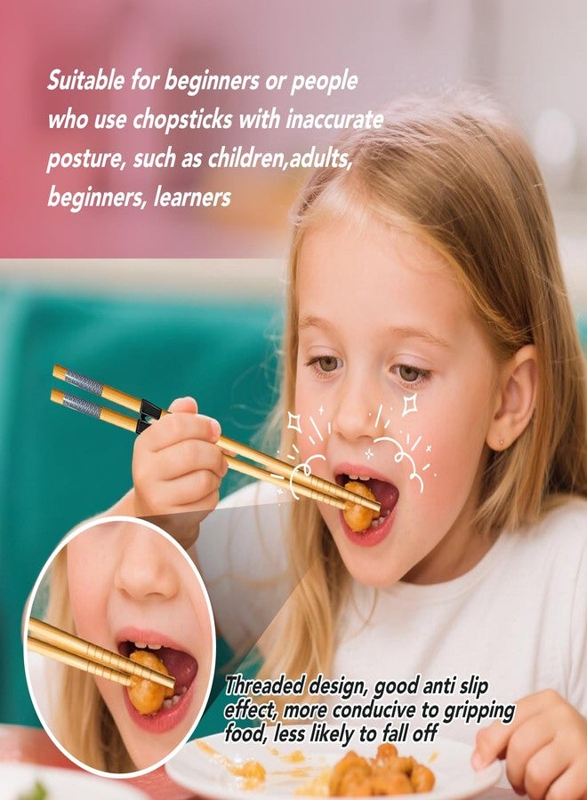 EAEDMY 7 Pairs Training Kid Adult Chopsticks and Trainers for Beginners, Japanese Wooden Beginners Training Chopsticks Helpers Set, Reusable, Dishwasher Safe, L8.86Inch (2.Japanese pattern B) - Image 3