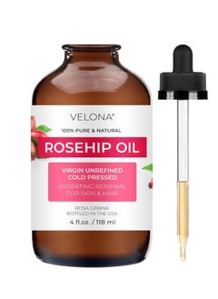 velona velona Rosehip Oil - 4 fl oz | 100% Pure and Natural Carrier Oil| Unrefined, Cold Pressed, Hexane Free | Moisturizing Face, Hair, Body, Skin Care, Stretch Marks, Scars…  - Image 1