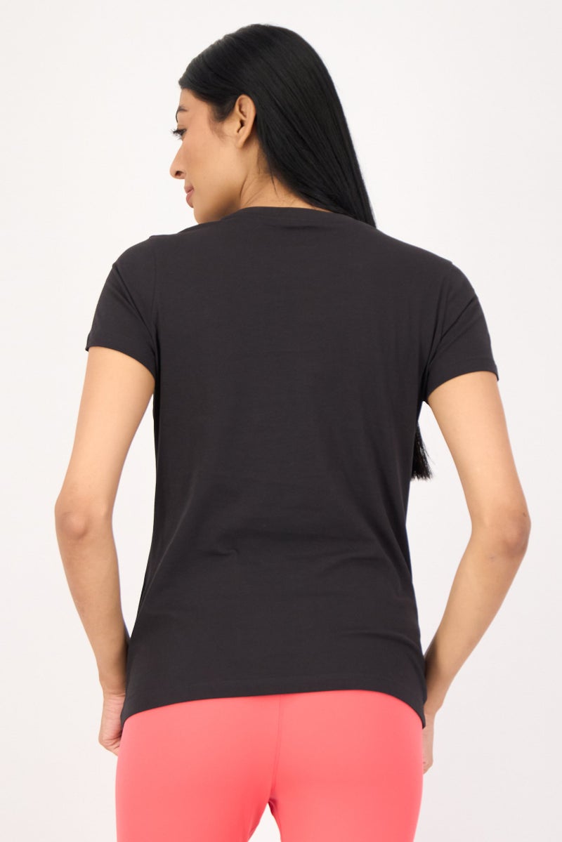 PUMA Women Round Neck Short SleeveBrand Logo T-Shirt, Black  - Image 3