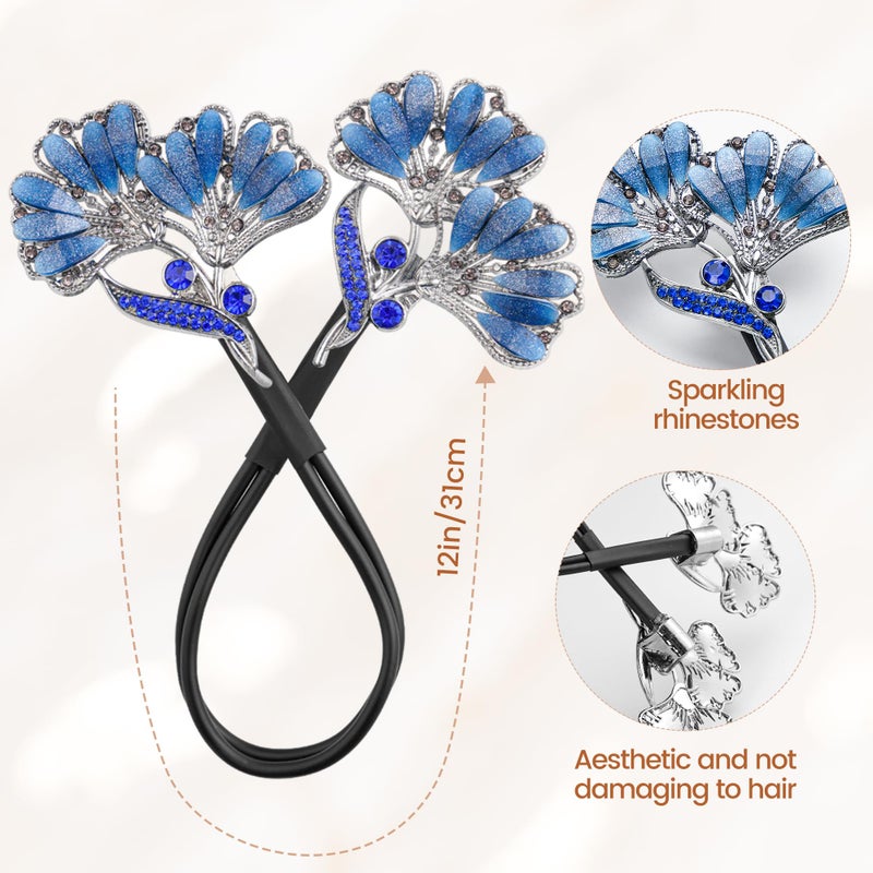 Yanwenx 2 Pcs Bun Maker Crystal Hair Bun Maker French Twist Hair Disk for Women Ginkgo Leaf Lazy Hair Curler Hair Accessories for Women Girls - Image 2