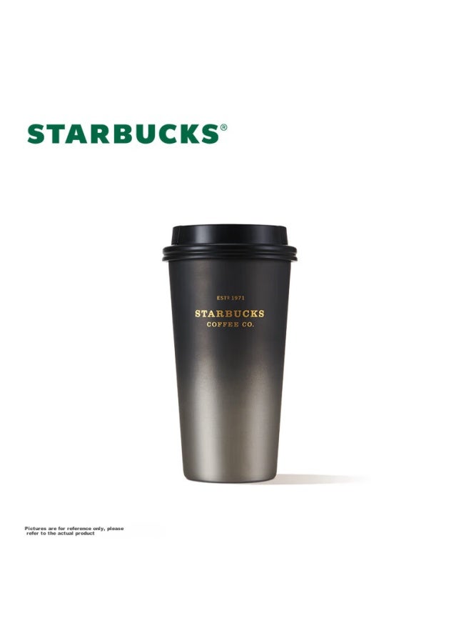 Starbucks Flow Gold Push-lid Stainless Steel Desktop Cup, 430ml, Insulated Hot And Cold Water Bottle, Graduation Gift - Image 1