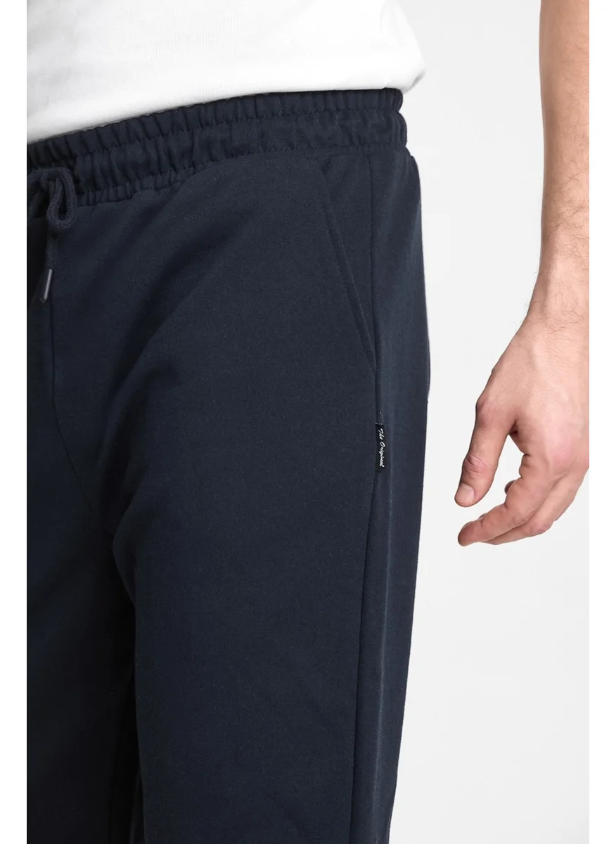 ميتاليك Men's Navy Blue Shorts - Side Pockets Elastic Waist Regular Fit Relaxed Cut