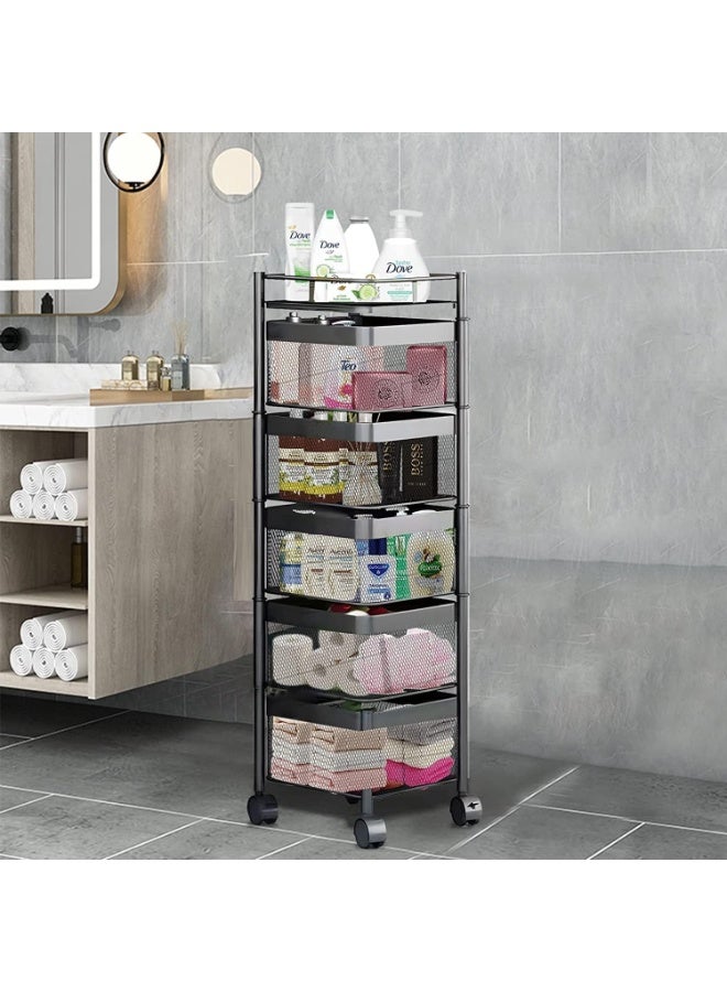 DubaiGallery Large Capacity Kitchen Storage Trolley – Multi-Layer Steel Mesh Basket Shelf With Wheels For Fruits, Vegetables & Household Use - Image 4
