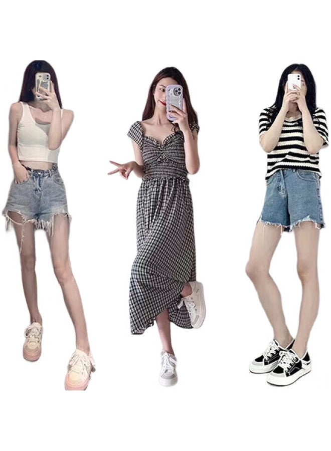 Pull Back Huili Women'S Canvas Shoes, Slip-On Loafers, Two-Way Casual Shoes For Women, D693G, Black/Beige, Size 37 - Image 1