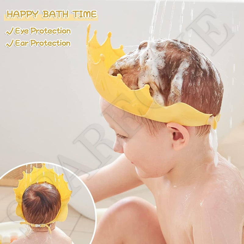 SPAREQUE Baby bath Shower Cap, Shower Cap for Kids 0-9 Years, Adjustable Silicone Crown with Eye & Ear Protection, Waterproof Bathing Hat for Washing Hair - Image 4